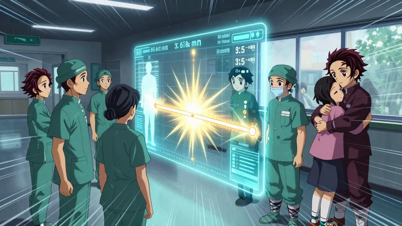 Medical team guiding patient through B-cell recovery timeline with glowing vaccine activation.