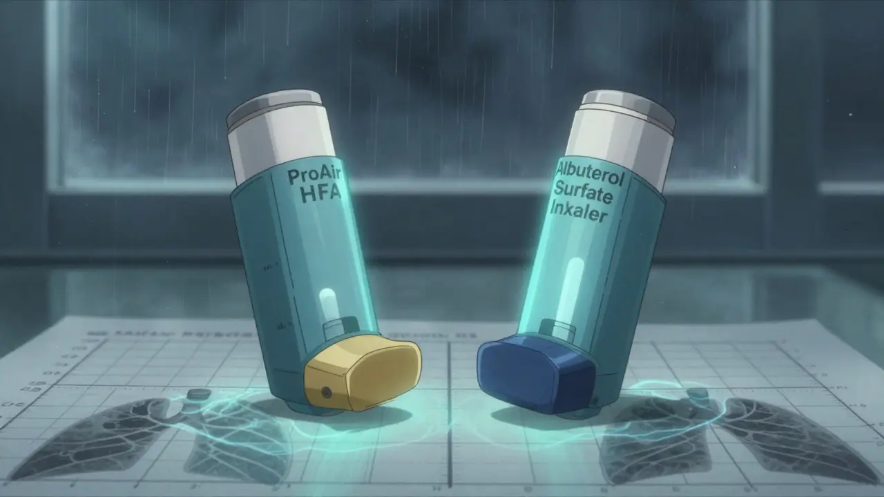 Two identical inhalers floating side by side with mirrored internal mechanisms.